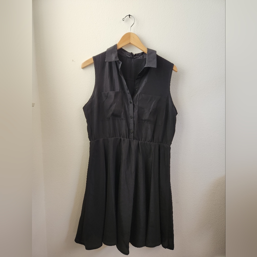 BCBGMAXAZRIA Button-down Skater Dress Black Size Large Business‎ Casual Party